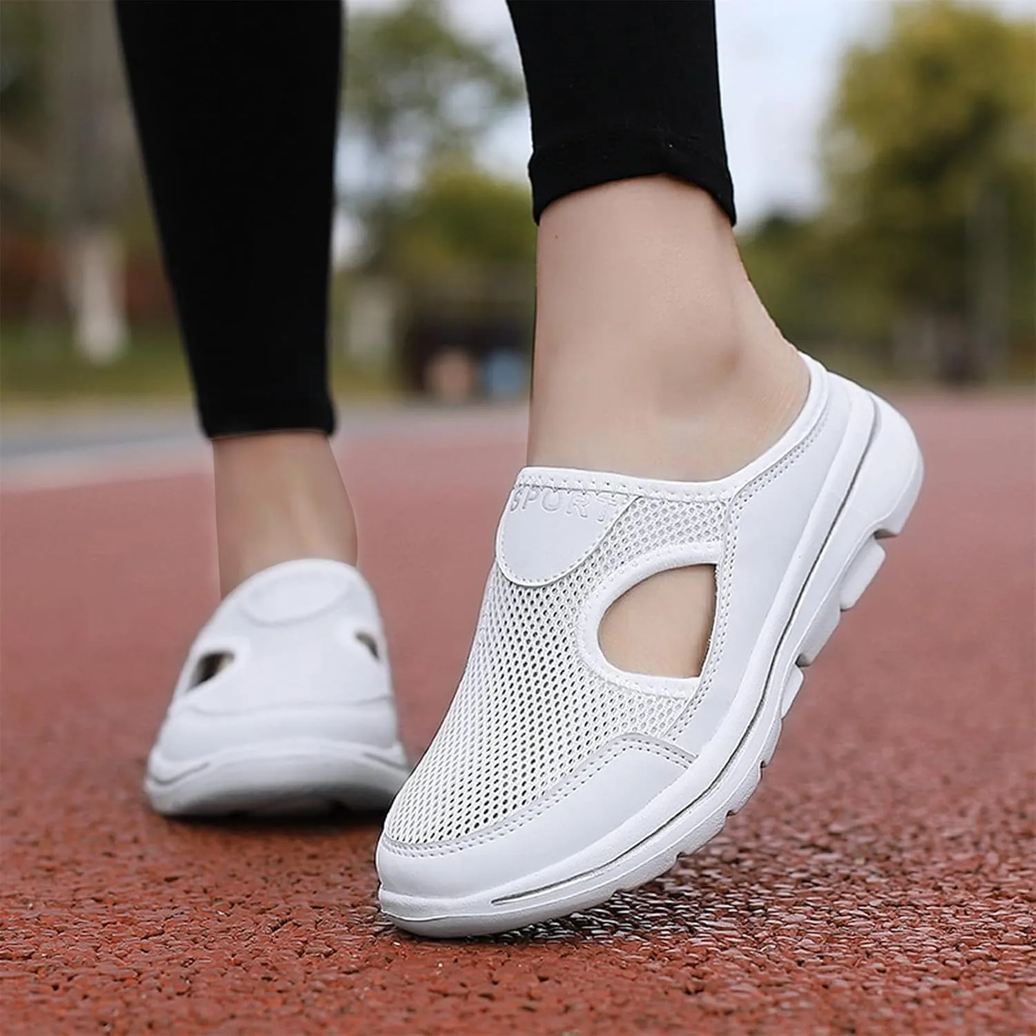 ZWRXW Mules for Women Breathable Mesh Walking Mules Sneakers Open Back Slip On Shoes Lightweight Breathable Comfortable Walking Shoes Closed Toe Slides with Arch Support Orthopedic Slippers
