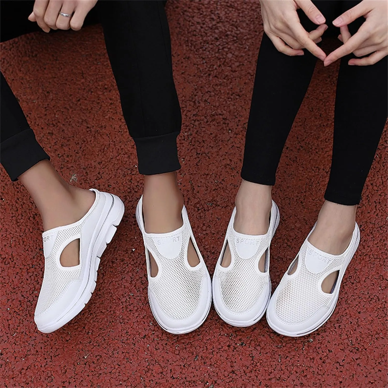 ZWRXW Mules for Women Breathable Mesh Walking Mules Sneakers Open Back Slip On Shoes Lightweight Breathable Comfortable Walking Shoes Closed Toe Slides with Arch Support Orthopedic Slippers